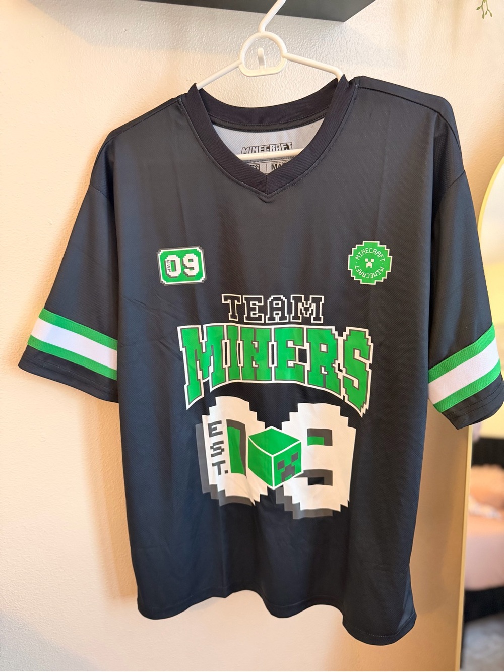 Minecraft Team Miners Kids' Jersey - Black with Green Accents